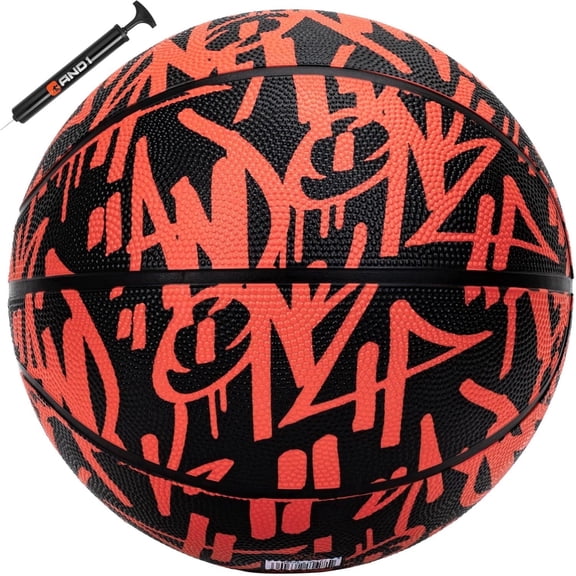 AND1 Fantom Graffiti Rubber Basketball, Size 6 (28.5"), Deep Channel Construction, Indoor/Outdoor Use