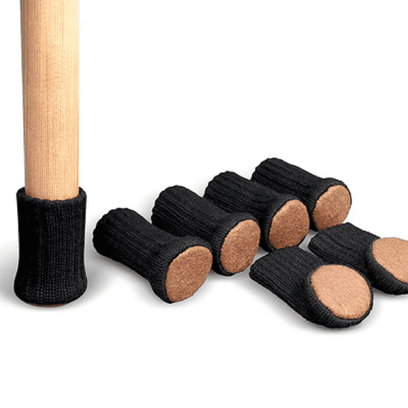 24 Pcs High Elastic Knitted Chair Leg Covers, Double Thickness Silicone Furniture Feet Protectors with Felt Pad, Prevent Scratches & Reduce Noise for Hardwood Floors, Black