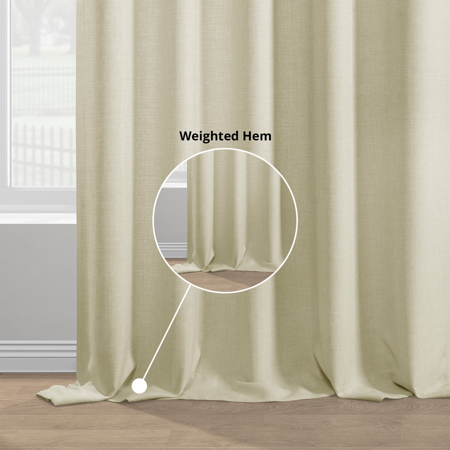 Half Price Drapes Gravity Ivory Italian Faux Linen Room Darkening Curtains (1 Panel), 50W X 96L