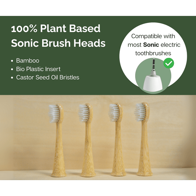Vearthy Têtes de Rechange pour Brosse à Dents Électrique Sonique - à Base de Plantes - Lot de 4