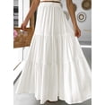 thumbnail image 3 of Niusricy Women's Summer Casual Long Skirts Ladies Fashion Vintage Swing Skirts Solid Color/Plaid High Waist Sun Skirts Tiered Hippie Skirts for Travel Beach Shopping, 3 of 7