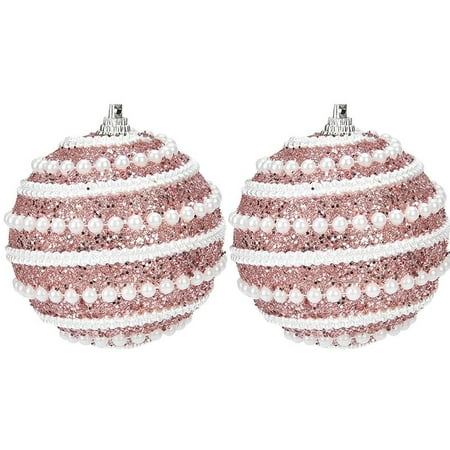 

2PCS DIY Crafts Merry Christmas Xmas Christmas Tree Hanging Pendants Party Decoration Christmas Balls Christmas Decor Baubles PINK