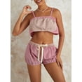 thumbnail image 6 of Yunliwuli Women Pajamas Set 2 Pieces Loungewear Suits Plaid Camisoles Cropped Tank Tops and Drawstring Shorts Sleepwear Outfits, 6 of 10