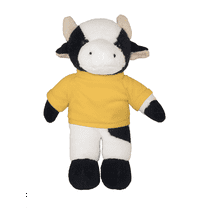Made by Aliens 8 Inch Floppy Cow with Tee Plush Stuffed Animal Personalized Gift - Custom Text on Shirt - Great Present for Mothers Day, Valentine Day, Graduation Day, Birthday (Yellow)