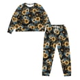 thumbnail image 5 of FOR U DESIGNS Black Sunflower Ladies Pajamas Sets Drawstring Pajama 2 Pack Size M Pjs Lightweight Lounge Set with Pockets Sleepwear Long Sleeve Tops and Pants, 5 of 6