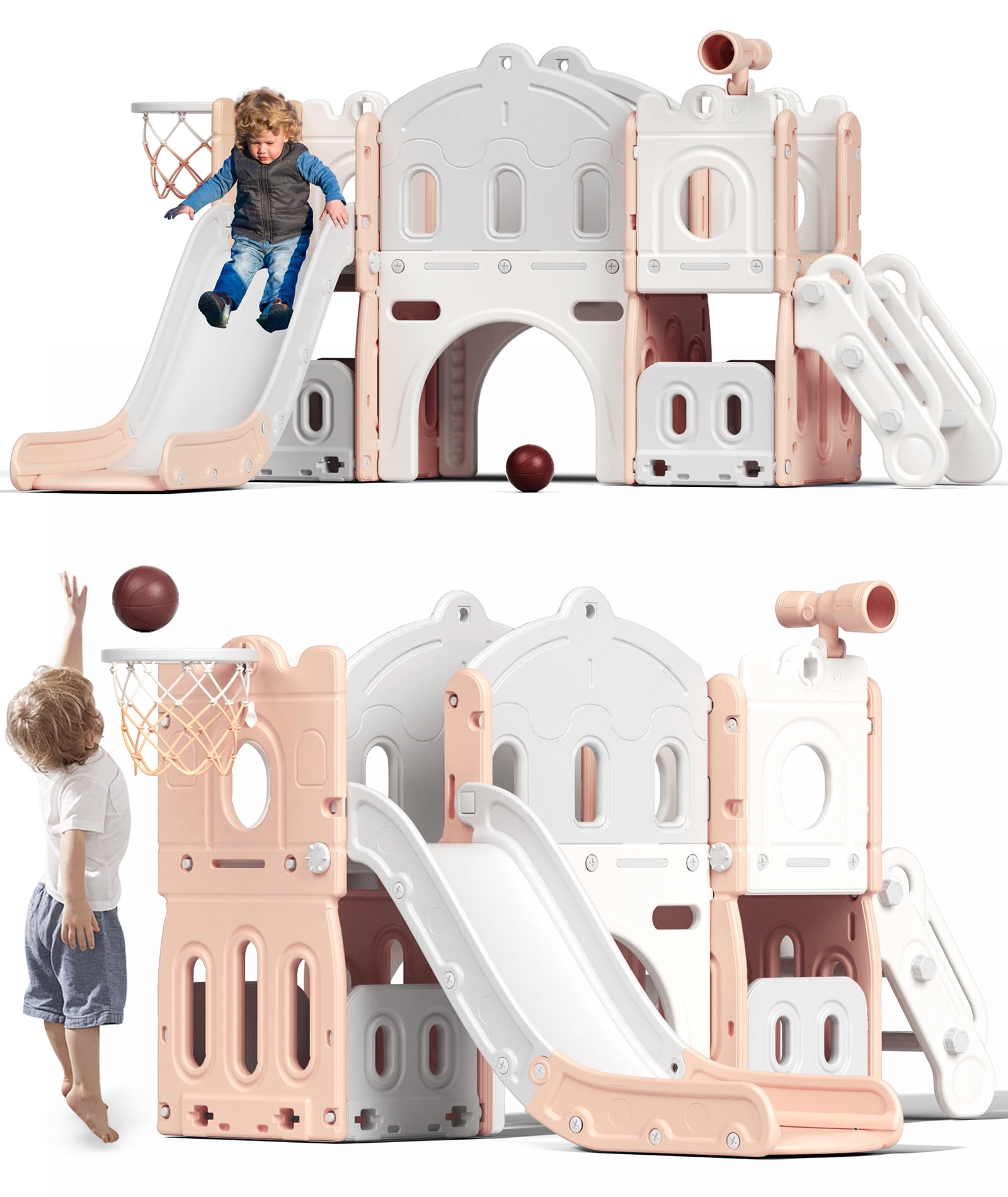 XJD 7 in 1 Toddler Slide Set，Kids Slide for Toddlers Age 1+，Toddler