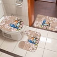 thumbnail image 5 of Spring Birds Bathroom Rugs Set Watercolor Bird Nest Eggs Pink Floral Leaf Plant Brown Wood Grain Non Slip Absorbent Bath Mats 3 Piece Set, U-Shaped Floor Mat, Toilet Seat Cover Small Size, 5 of 9