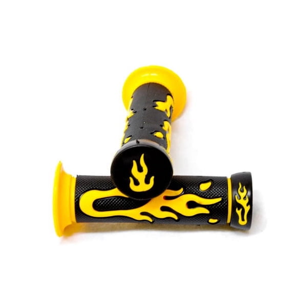 Krator ATV / PWC Yellow Flame Hand Grips 7/8" Handlebar Compatible with Yamaha Blaster