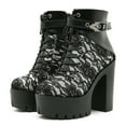 thumbnail image 6 of Dakaela High Heels for Women Round Toe Platform Combat Ankle Boots Lace up Gothic Punk Party Dress Shoes, 6 of 8