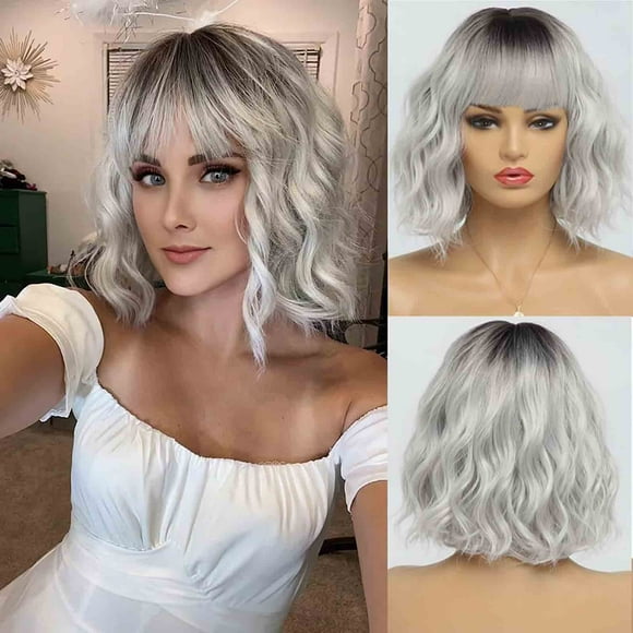RKSTN Wigs Human Hair Women With Short Curly Bangs Glueless Wigs