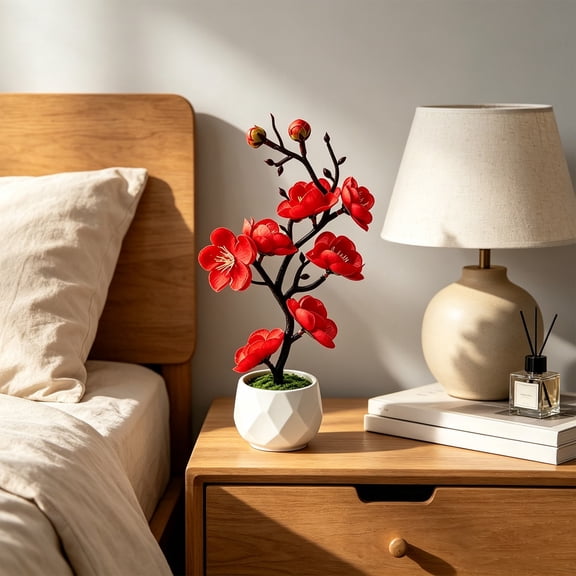 Artificial Cherry Blossom Tree,Artificial Plants Bonsai Small Tree with Vase,Fake Flowers Table Potted,Spring Decorative Branches Plants Potted,Decoration for Women Gifts Office Desk Decor