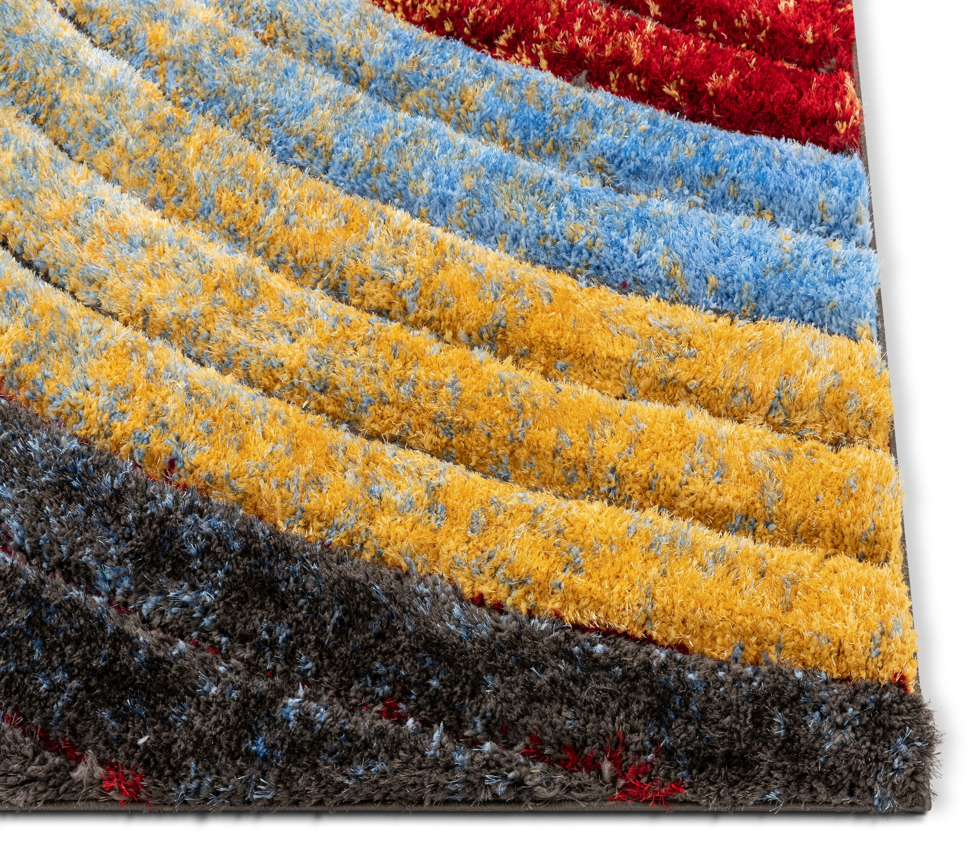 Well Woven San Francisco Mojave Red Modern Abstract 5'3" x 7'3" Shag 3D Textured Area Rug