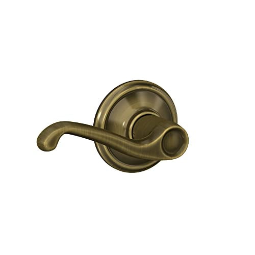 Schlage F10 V FLA 609 Flair Door Lever, Hall & Closet Passage Lock, Antique Brass