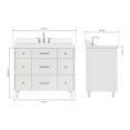 thumbnail image 2 of Ariel Monroe 43 Inch Single Rectangular Sink Bathroom Vanity With Pure White Quartz Countertop 1.5 inch Edge In White, 2 of 7