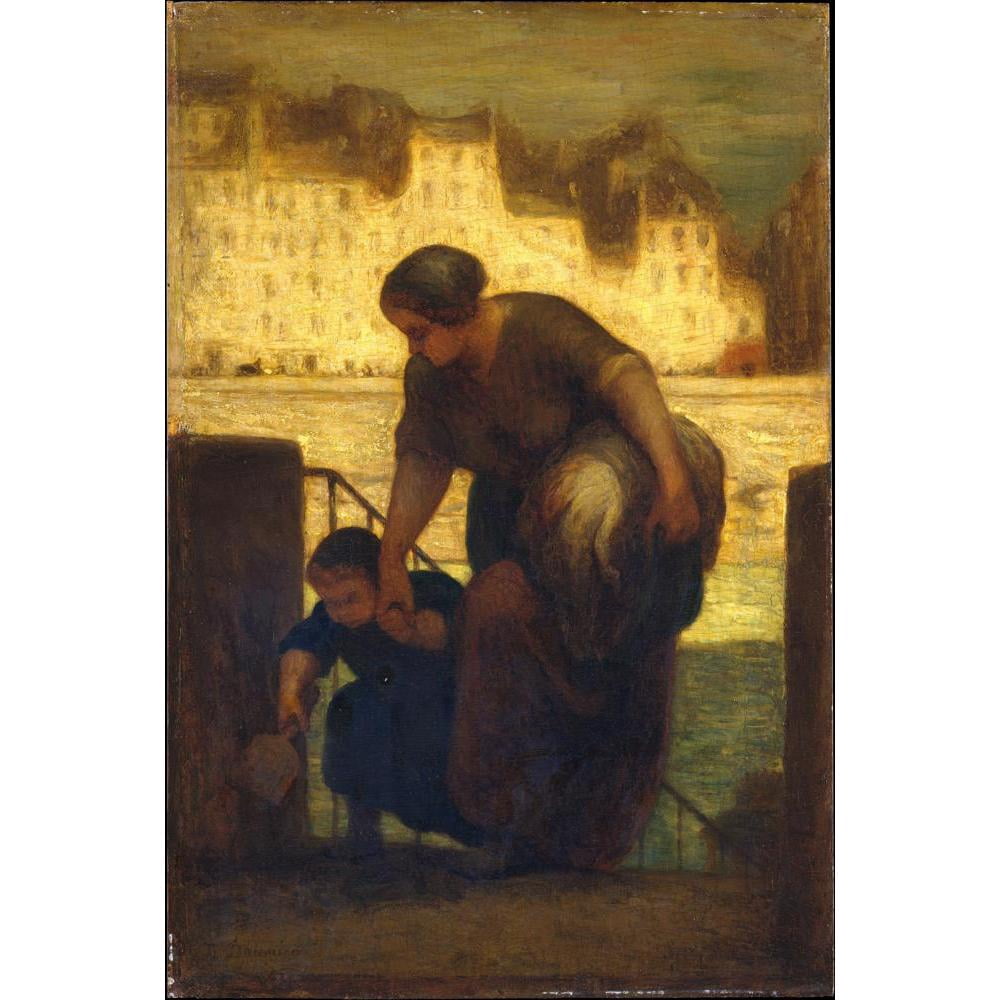 Honoré Daumier 13x18 Black Modern Framed Museum Art Print Titled - The Laundress (1863)