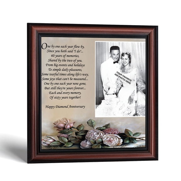 Diamond, 60th Anniversary Picture Frame, Table Decoration for Diamond Anniversary Party,10x10 6782
