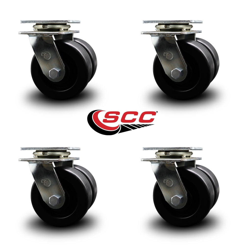 5 Inch Dual Polyolefin Wheels Swivel Caster Set with Roller Bearing SCC