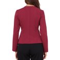 thumbnail image 3 of INSPIRE CHIC Business Casual Blazer Jackets for Women Long Sleeve Collarless Button Down Office Work Suit Jacket L Wine Red, 3 of 6