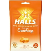 Halls Soothe Cough Suppressant & Sore Throat Menthol Relief, Honey, 30ct