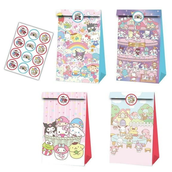 12pcs cartooni Party Favor Gift Bags Goodie Bags, cartoon Party Supplies for Kids Birthday Decorations