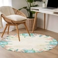 thumbnail image 4 of Round Area Rug 3.3 Ft, Beige Coastal Washable Non-Slip Circle Carpet for Living Room/Bedroom, Summer Nautical Beach Coral Starfish Low-Profile Small Kitchen Mats Collection Rugs for Indoor, 4 of 8
