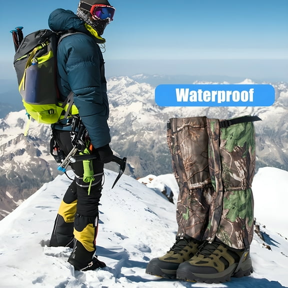 DESIGNICE 1 Pair Leg Gaiters Breathable Water-Resistant Fastener Tape Design Adjustable Snow Boot Gaiters Leg Guards for Hunting Climbing Camouflage