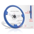 thumbnail image 3 of AJP Distributors Universal 350mm 14" 6 Bolts Holes Heavy Duty Steel Light Weight Deep Dish Steering Wheel Horn Button Grip Stance JDM Sport Drifting 3 Spokes Polish Center Blue, 3 of 5