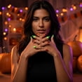thumbnail image 7 of 16PCS Medium Halloween Luminous Press On Nails, Glow in The Dark Fake Nails with Skull Spider Web Ghost Pumpkin Prints, Glossy Spooky Reusable Artificial False Nail Tips for Women Halloween Party, 7 of 7
