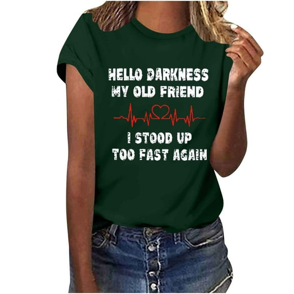 womens tops Shirts short sleeve shirts for women She Gets Me Funny Sayings Letter Print graphic tees for women