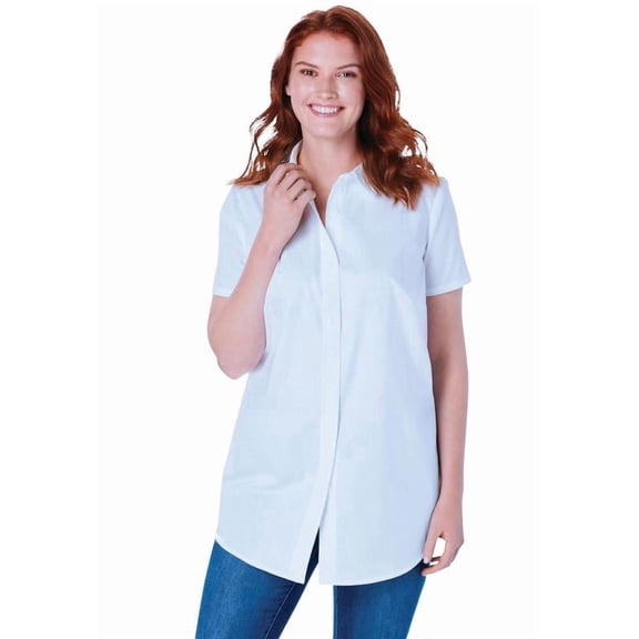 Woman Within Plus Size Petite Perfect Short-Sleeve Collared Button Down Shirt