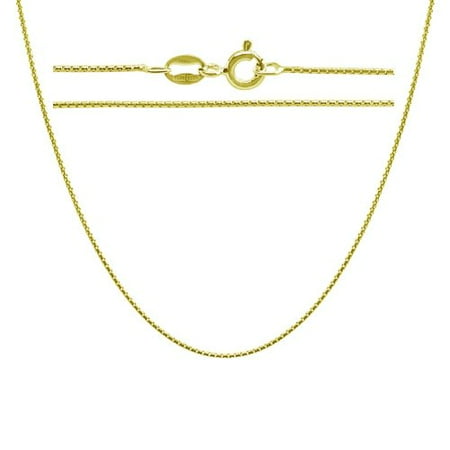 White Gold Round Locket - Gold Plated Sterling Silver 1mm Round Box Chain Necklace 14 inch