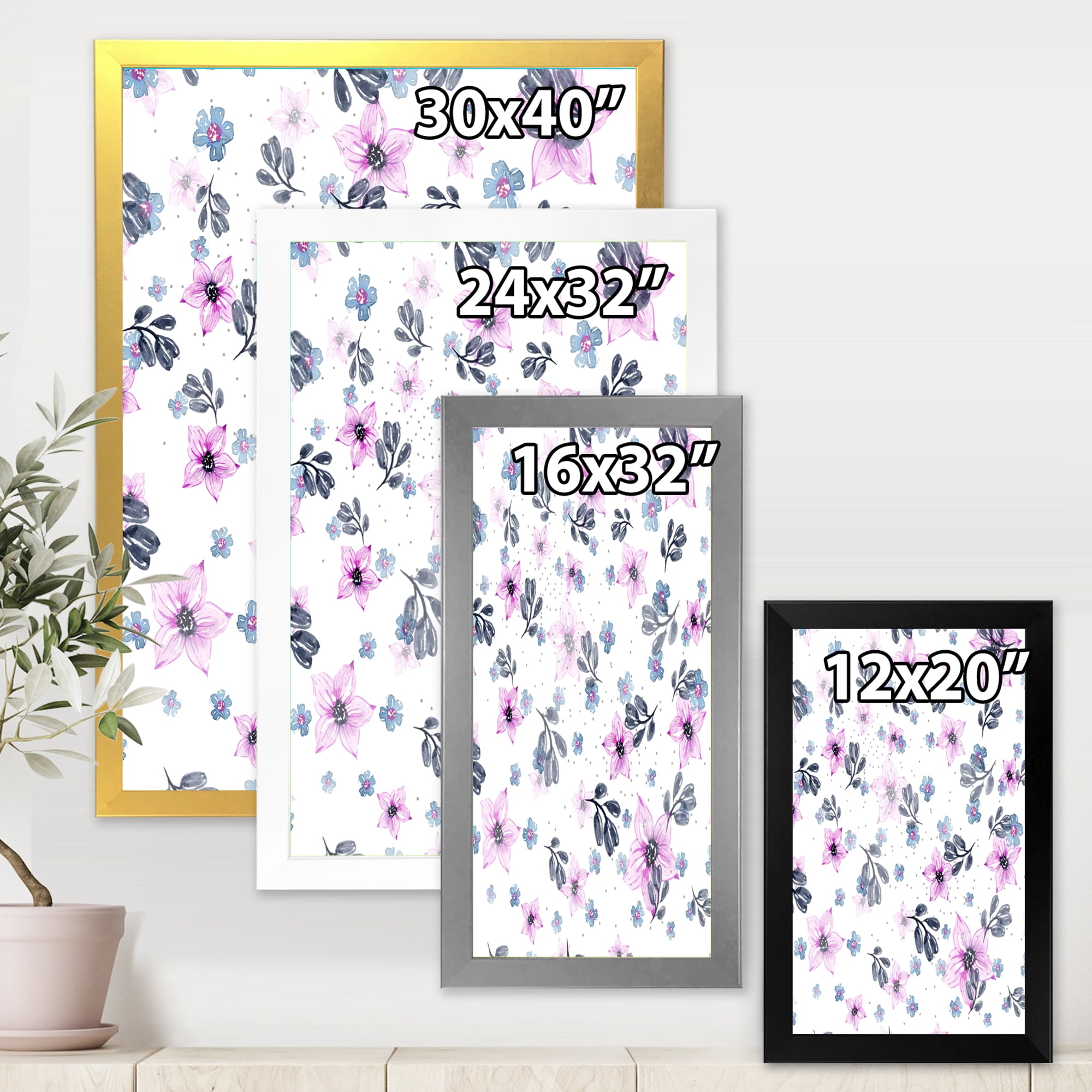 Designart 'Petals and Pink Flowers' Traditional Framed Art Print