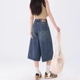 thumbnail image 4 of Women’s Vintage Cropped Denim Jeans, High Waisted Loose Straight Leg Wide Pants, Casual Relaxed Fit Jean Trousers, 4 of 8