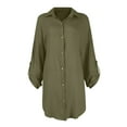 thumbnail image 5 of Mohiass Fall Shirt Dresses for Women 2024 Lapel Solid Color Button Down Long Sleeve Elegant Going Out Work Dress Army Green M, 5 of 5