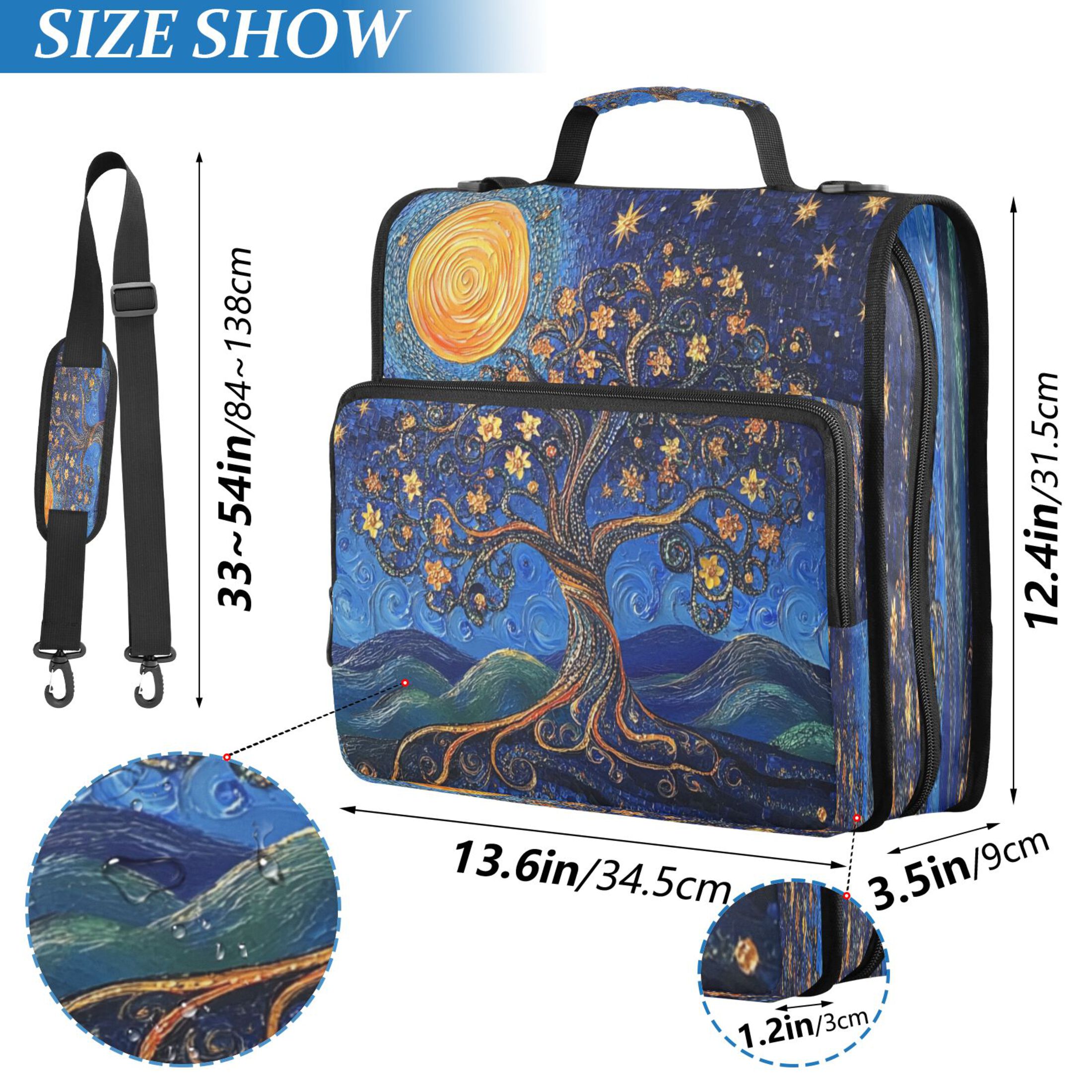 YAZAOO Zipper Binder trapper keeper Documents Organized Design Moonlit Blossoms Printed