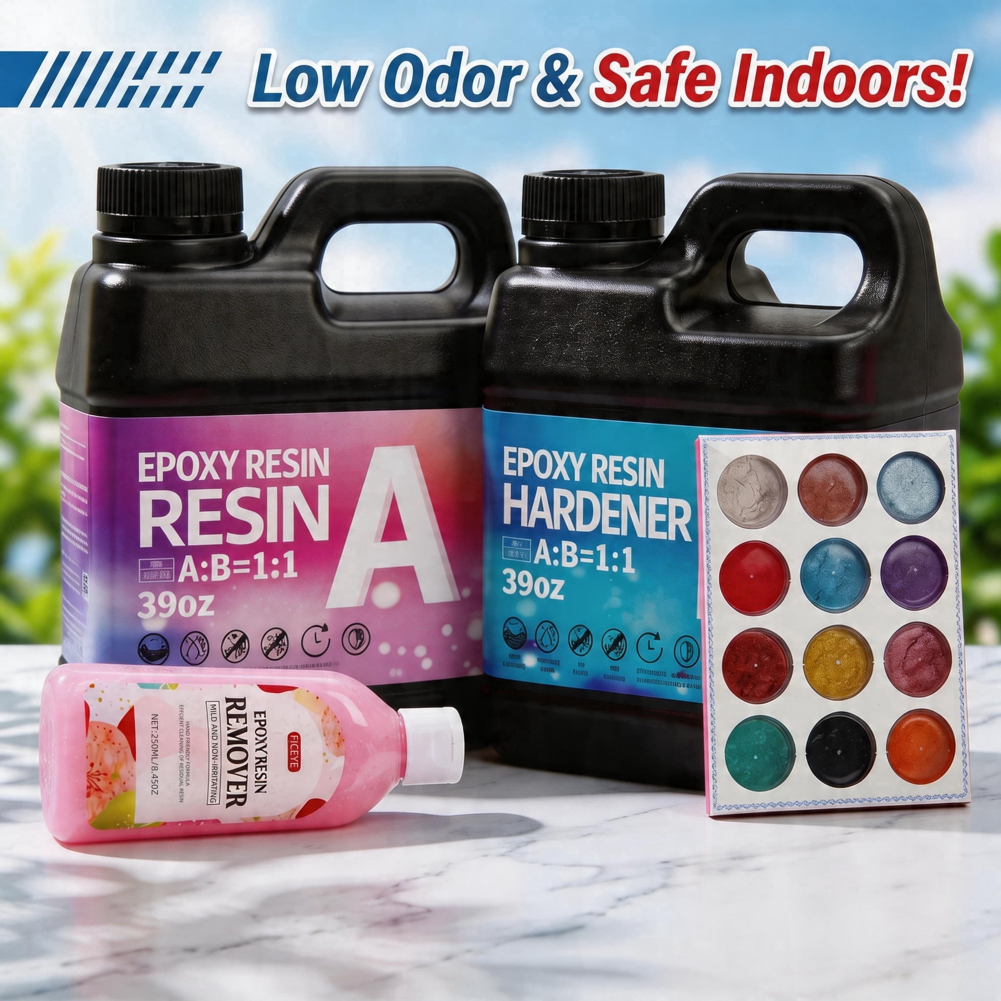 78oz Crystal Clear Epoxy Resin Kit With Free 250ml Resin Cleaner & 12 Pearlescent Powders, 1:1 Mix Ratio, Beginner-Friendly, Ideal For Pendants, Coasters & Crafts, Perfect Gift For Mother's Day & Gra