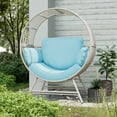thumbnail image 3 of Wicker Round Egg Chair, Oversized Indoor Outdoor Lounger for Patio Living Room, w/ 4 Cushions, Steel Frame, 330lbs Capacity(BE-BL), 3 of 9
