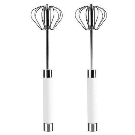 

2Pcs Practical Egg Whisks Semi-automatic Dough Mixers Coil Dough Whisks (White)