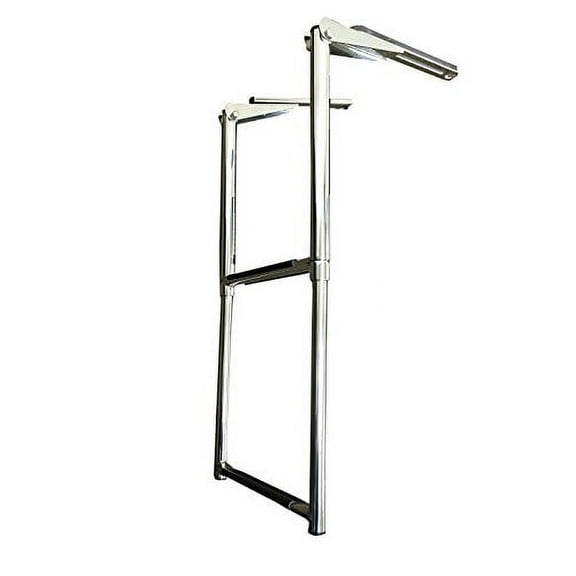 Pactrade Marine Boat Stainless Steel 2 Steps Telescoping Ladder and Sliding Under Platform