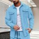 thumbnail image 1 of pstuiky camisa de manga larga para hombre, Chaqueta tipo cárdigan de manga larga con solapa y botones, color liso, para hombre, con múltiples bolsillos Tops de hombre s, 1 of 3