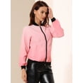 thumbnail image 4 of Abrigo rompevientos Allegra K para mujer con bolsillos Chaqueta de bombardero con cremallera Rosa L, 4 of 6
