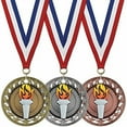thumbnail image 6 of Hodges Badge Award Medals - Gold, Silver & Bronze Victory Torch RS Award Medals with Neck Ribbons - 3 Pack, 6 of 7