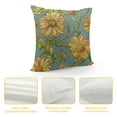 thumbnail image 4 of COMIO  Floral Throw Pillow Cushion Case, Continuous Pattern with Cartoonish Calendula Flowers, Decorative Square Accent Pillow Cover,  Pale Teal Orange, 4 of 5