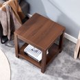 thumbnail image 2 of Yardi Yard Wood Square 18" End Side Table with 2 Open Storage Shelf for Small Spaces Brown, 2 of 8