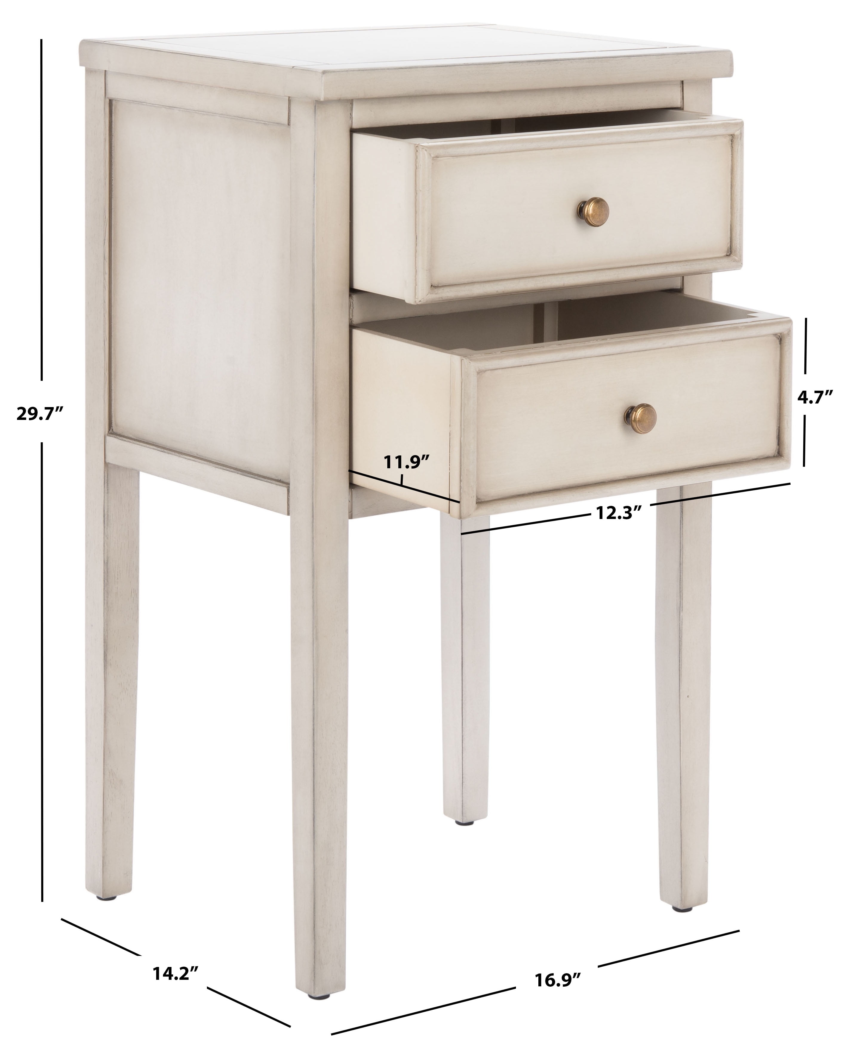 SAFAVIEH Toby Nautical Rustic Nightstand with 2 Storage Drawers