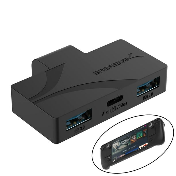 Hub de juegos USB tipo C de 3 puertos SABRENT para Steam Deck de 5 Gbps