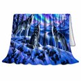 thumbnail image 2 of Howling Wolves Northern Lights Wilderness, Peaceful Mountain Lake Scene, Warm Flannel Blanket for Cabin and Lodge, Outdoor Lovers Camping Gift, Rustic Home Decor, 2 of 9