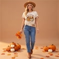 thumbnail image 6 of Halloween Women's Fall Short-Sleeve T-Shirts Autumn Pumpkin Printed Tshirts Western Country Music Graphic Tees White M, 6 of 7
