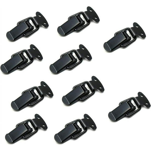 20 Uds. Pestillo de palanca con resorte, pestillo de palanca de Metal negro, Clip de abrazadera para caja de madera, caja, cofre, gabinete