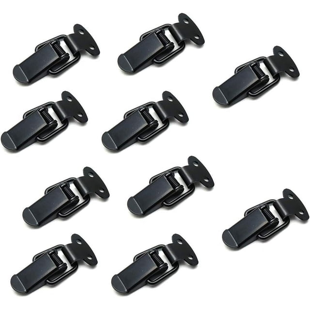 20 Uds. Pestillo de palanca con resorte, pestillo de palanca de Metal negro, Clip de abrazadera para caja de madera, caja, cofre, gabinete